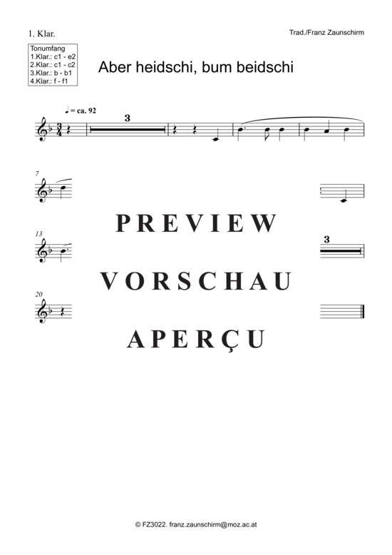 gallery: Aber heidschi bum beidschi , , (Klarinettenquartett)