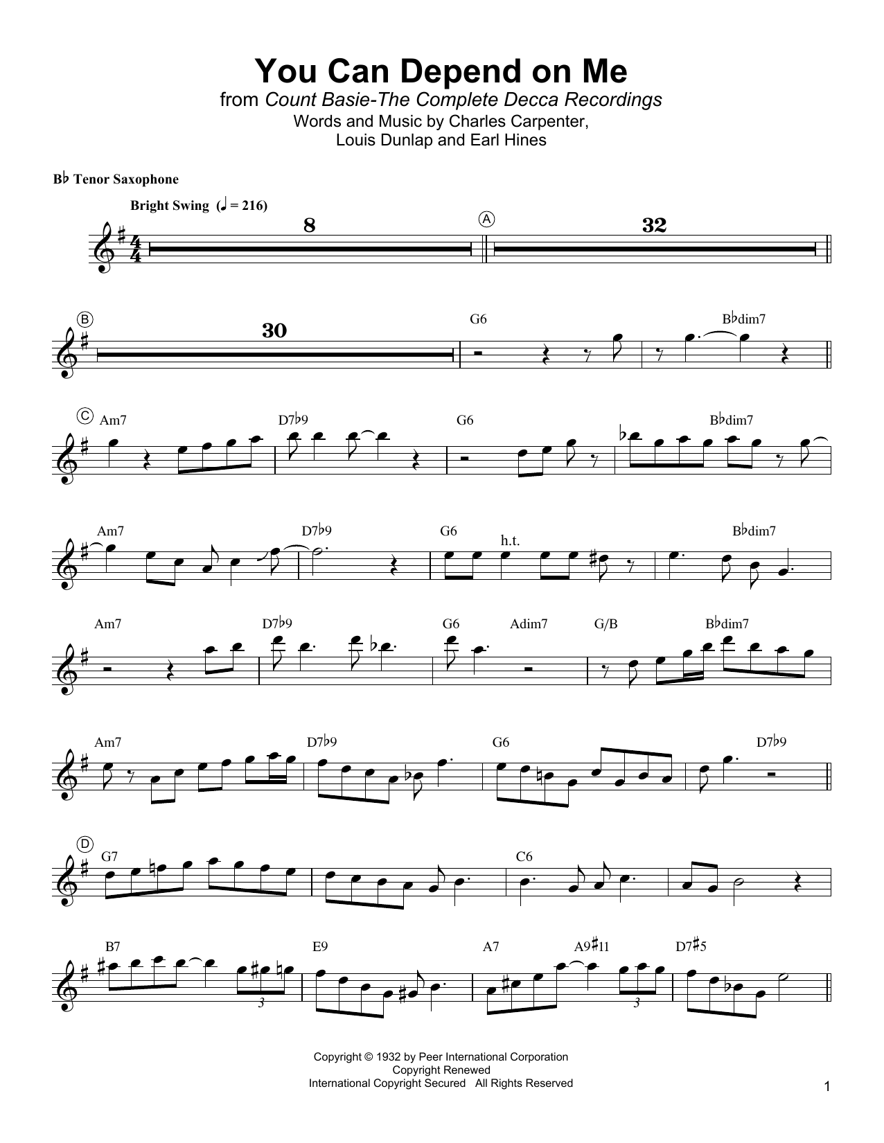 Product gallery: Page 1 of 1 You Can Depend On Me, Lester Young