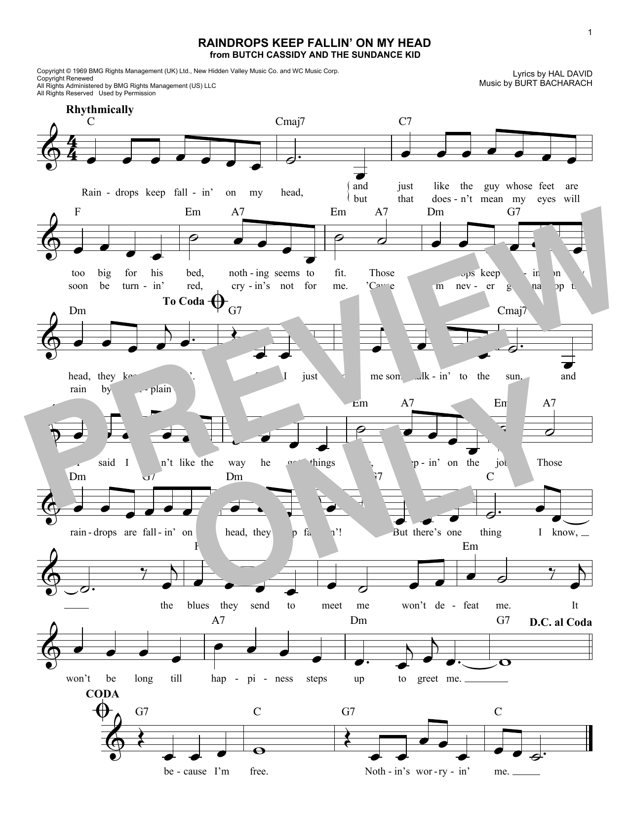 Product gallery: Page 1 of 1 Raindrops Keep Fallin' On My Head, B.J. Thomas