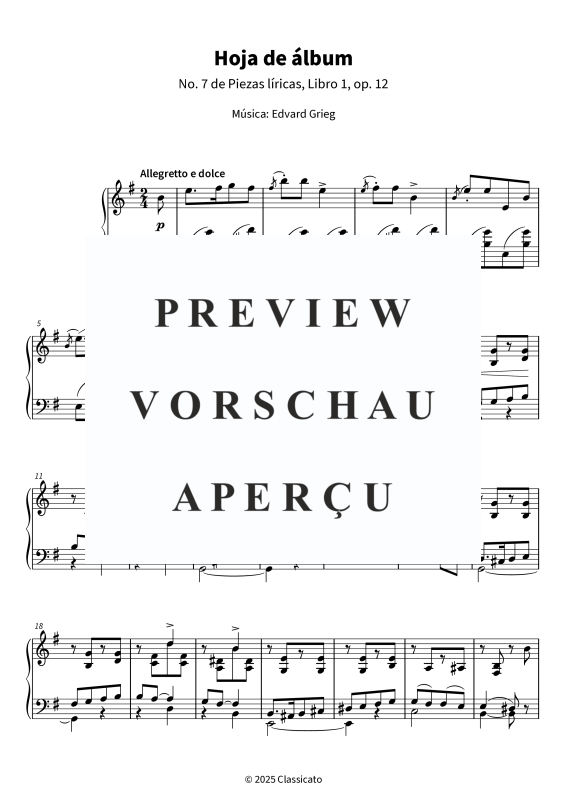Product gallery: Page 5 of 6 Hoja de álbum - No. 7 de Piezas líricas, Libro 1, op. 12, , Piano Solo