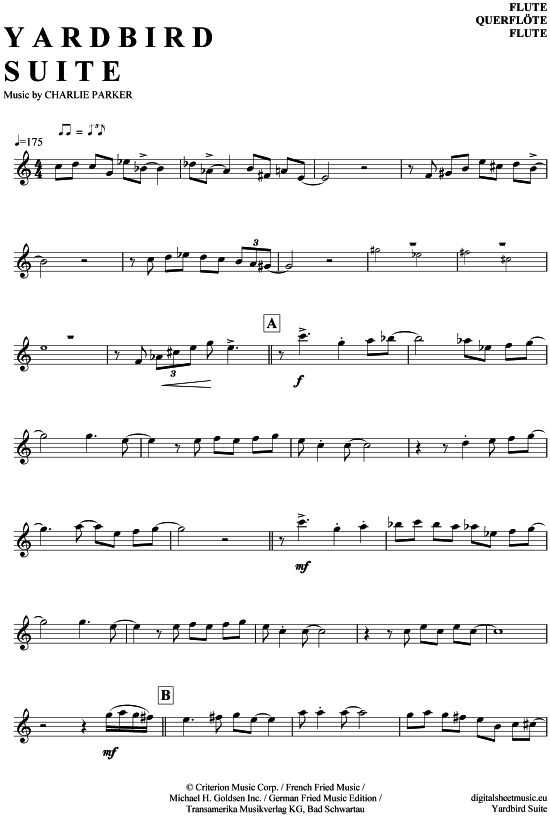 Product gallery: Page 1 of 5 Yardbird Suite - mit Solos , Parker, Charlie, (transverse flute)