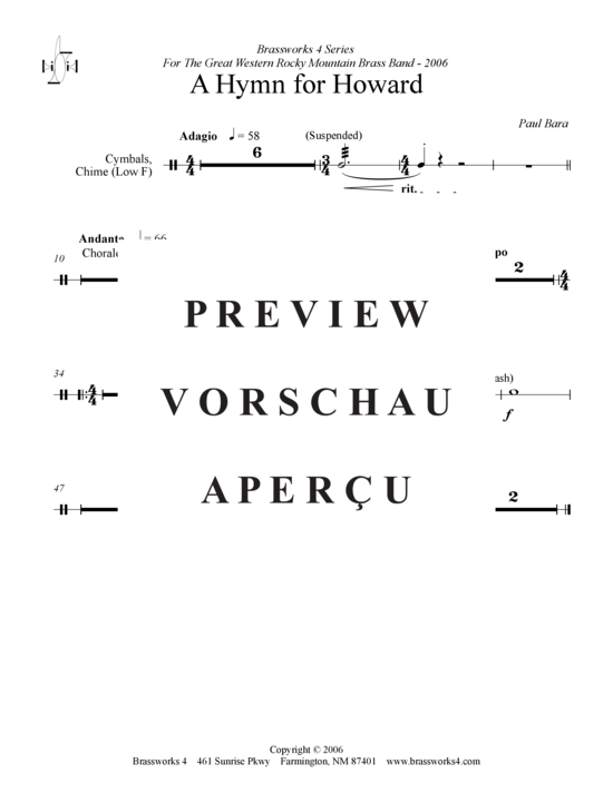 Product gallery: Page 20 of 21 A Hymn for Howard , , (Brass Ensemble)