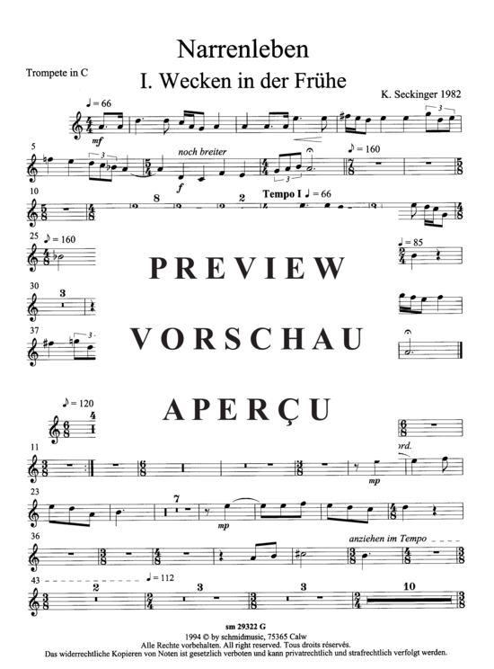 Product gallery: Page 2 of 4 Narrenleben , , (Suite for trumpet + ensemble) Trumpet