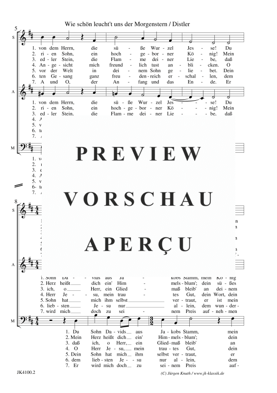 gallery: Wie schön leucht´t uns der Morgenstern (Der Jahrkreis, Op.5 No.11), , Gemischter Chor 3-stimmig SAM