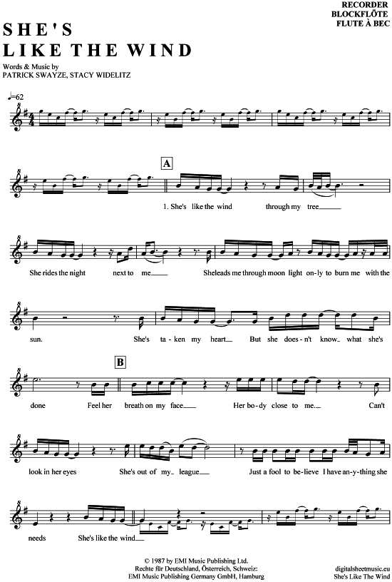 Product gallery: Page 1 of 4 She´s like the wind , Swayze, Patrick, (recorder)