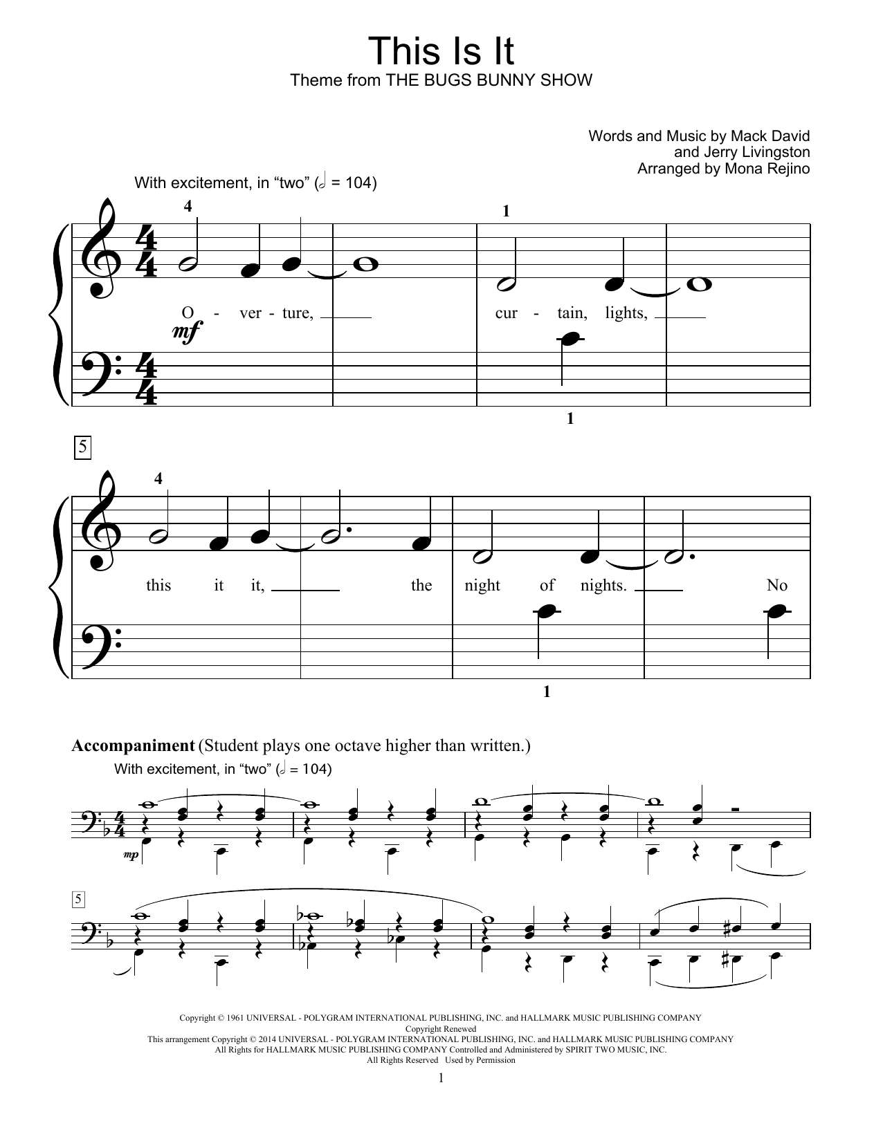 Produktbild zu: This Is It (arr. Mona Rejino)