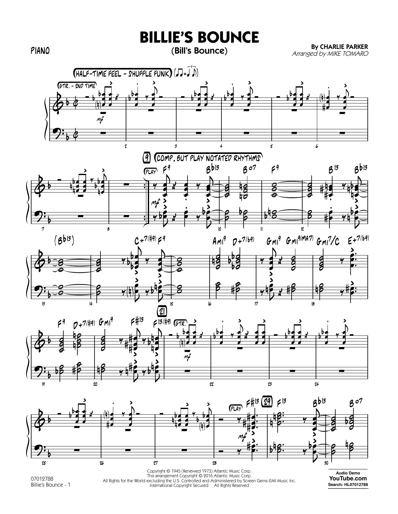 Produktgalerie: Seite 1 von 1 Billie's Bounce - Piano, 
