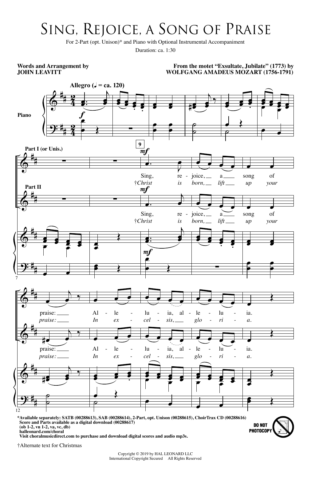 Produktbild zu: Sing, Rejoice A Song Of Praise (arr. John Leavitt)