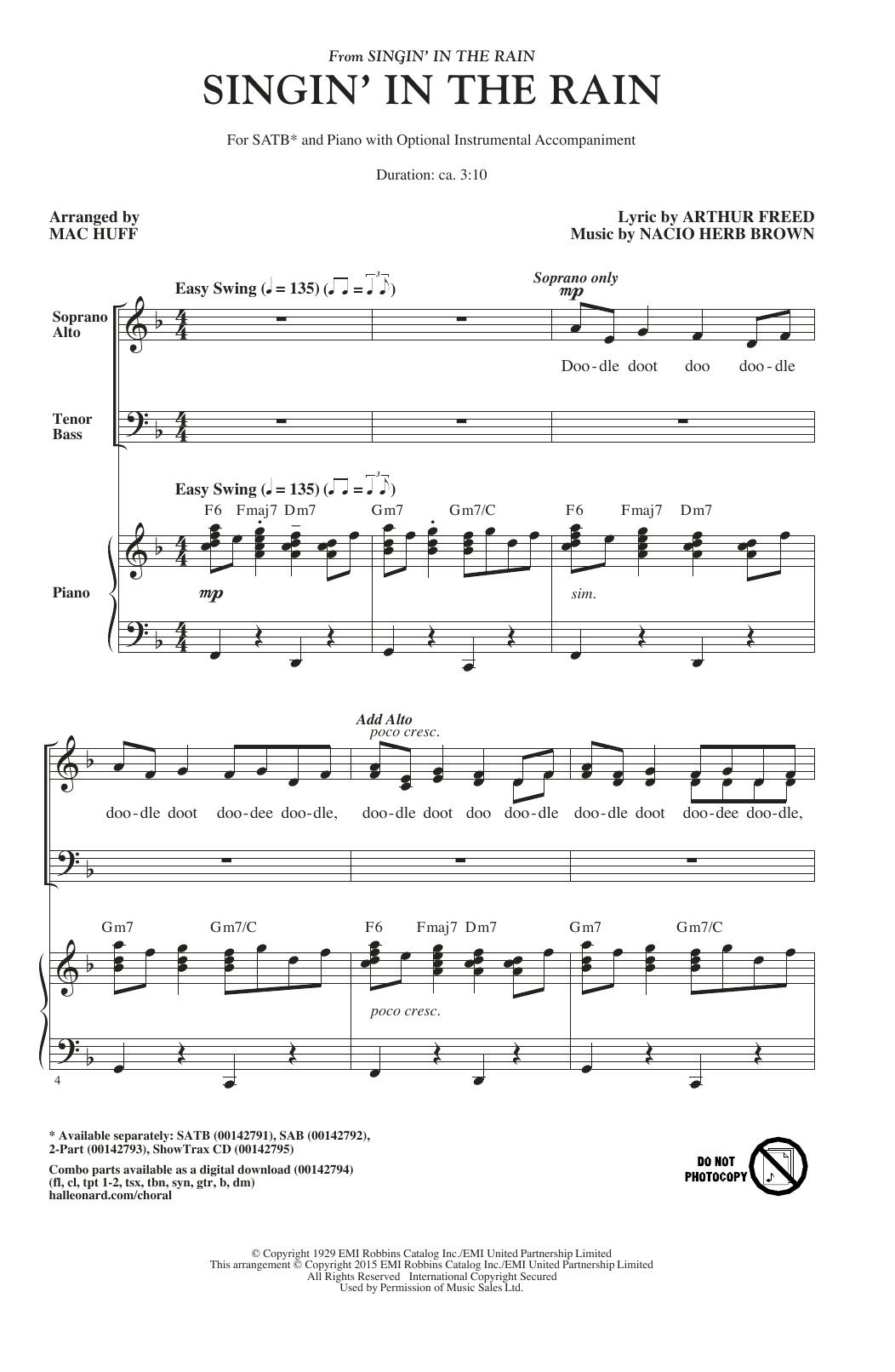 Product picture to: Singin' In The Rain (arr. Mac Huff)