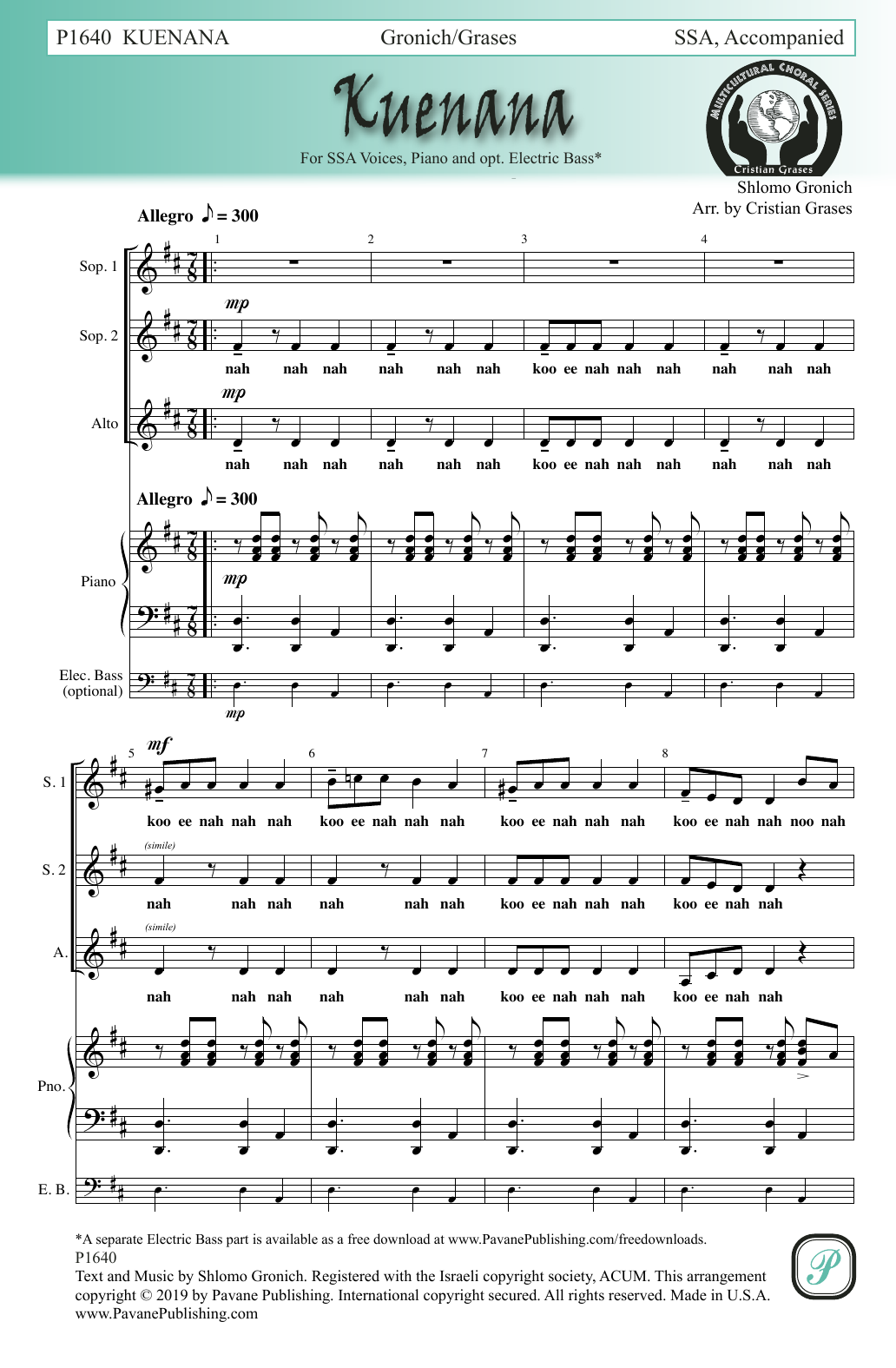 Produktgalerie: Seite 1 von 1 Kuenana (arr. Cristian Grases), Shlomo Gronich, Chor