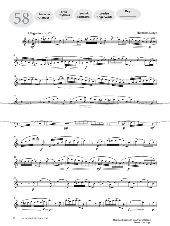 Product gallery: Page 1 of 1 Study No.58 'Allegretto' (from 'More Graded Studies For Saxophone Book Two'), Hermann Lange