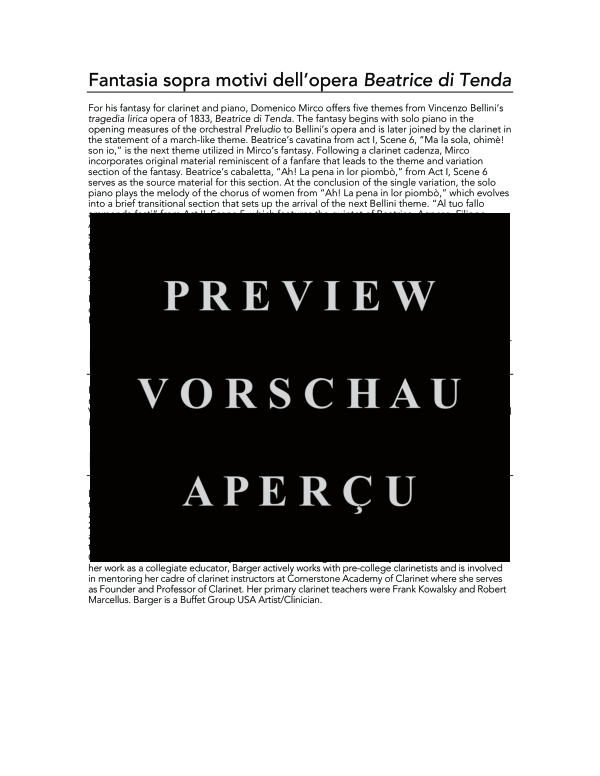 Product gallery: Page 4 of 11 Fantasia sopra motivi dell´opera Beatrice di Tenda, , (clarinet in Bb and piano)