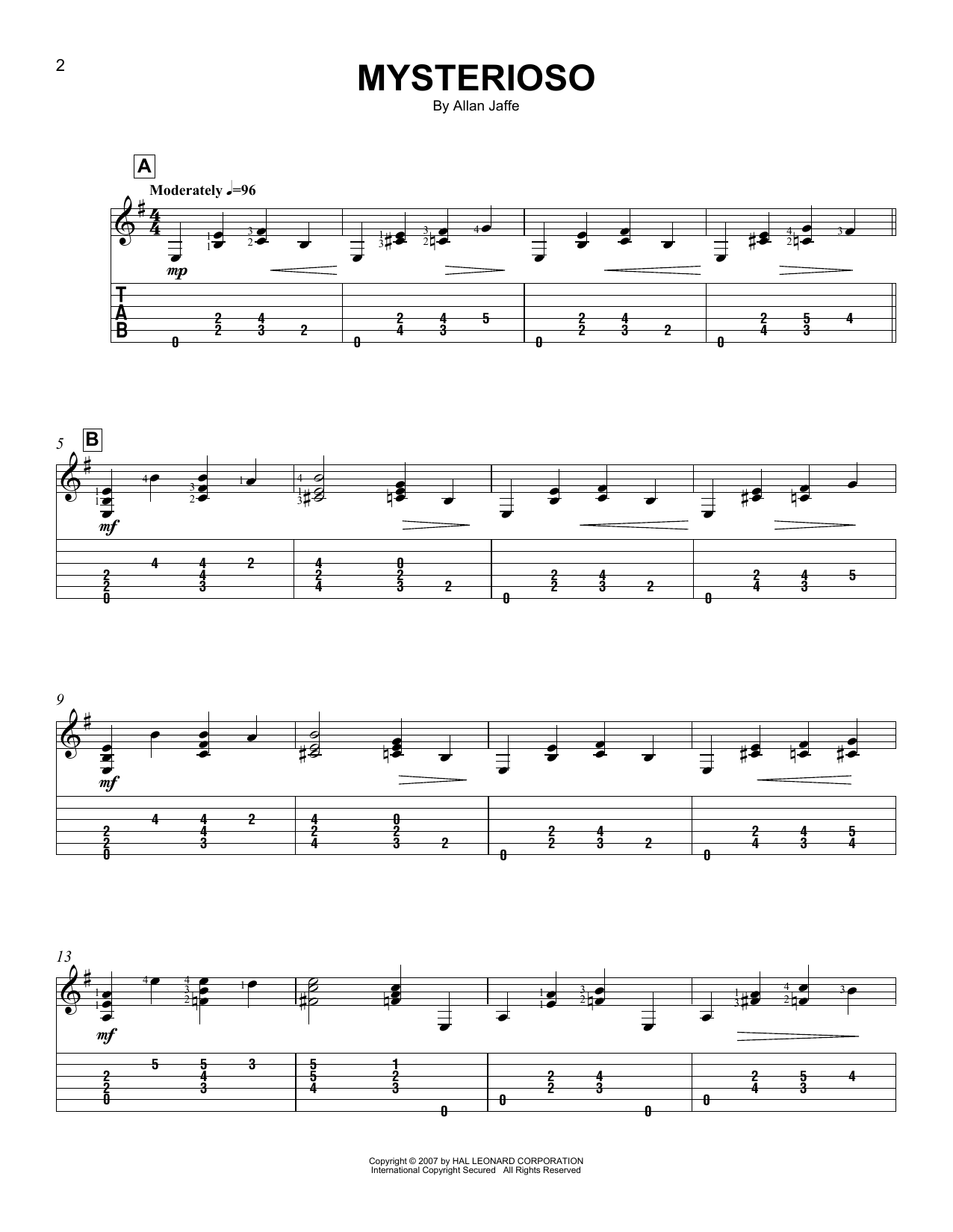 Produktgalerie: Seite 1 von 1 Mysterioso, Allan Jaffe, Gitarre