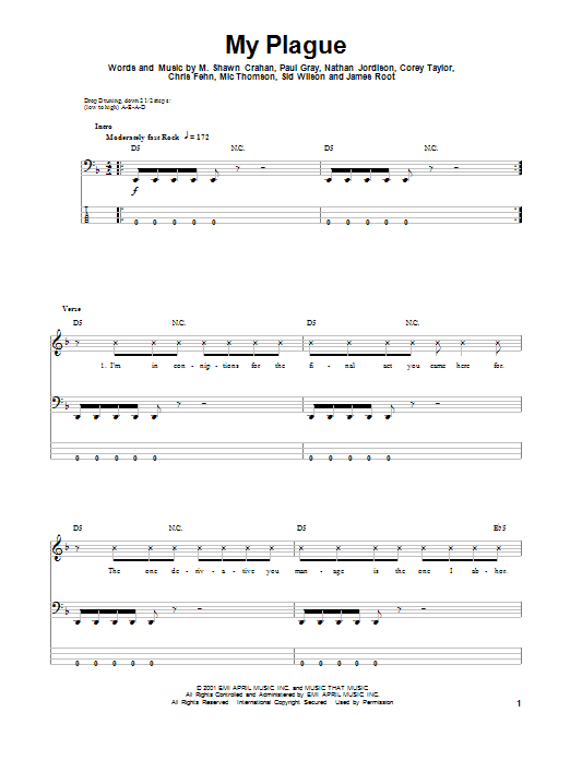 Produktgalerie: Seite 1 von 1 My Plague, Slipknot, E-Bass
