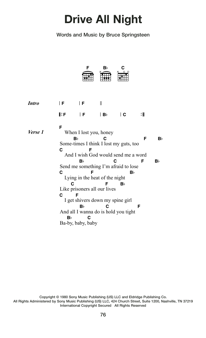 Produktgalerie: Seite 1 von 1 Drive All Night, Bruce Springsteen, Gitarre
