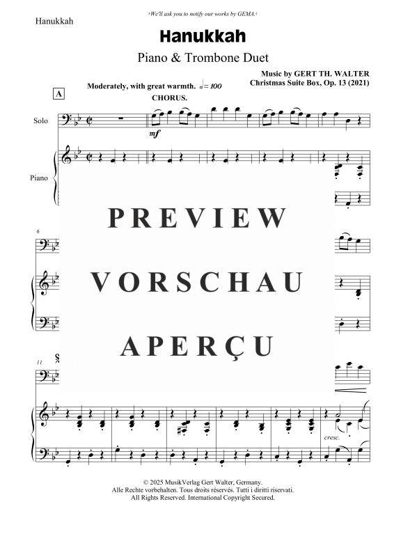 Produktgalerie: Seite 2 von 6 Hanukkah, , Posaune und Klavier