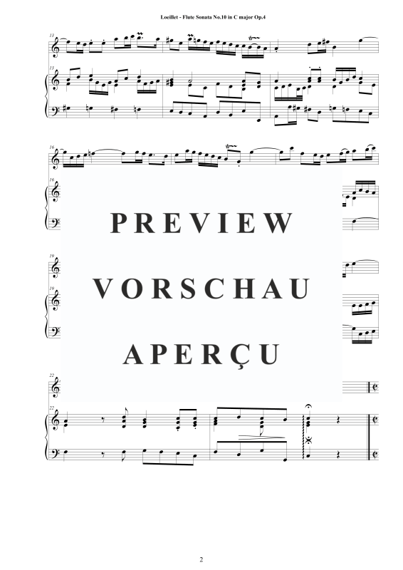 Produktgalerie: Seite 3 von 11 Flute Sonata No.10 in C major Op.4, , Zwei Flöten und Cembalo