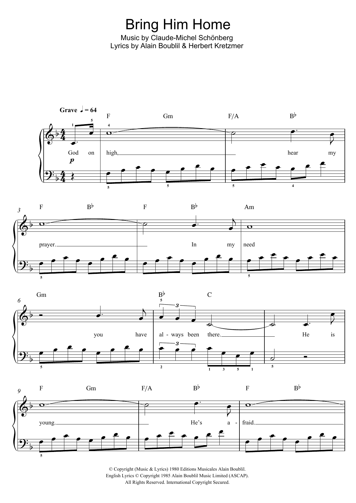 Produktbild zu: Bring Him Home (from Les Miserables)