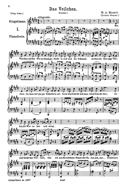 Product picture to: Das Veilchen K.476Wolfgang Amadeus Mozart