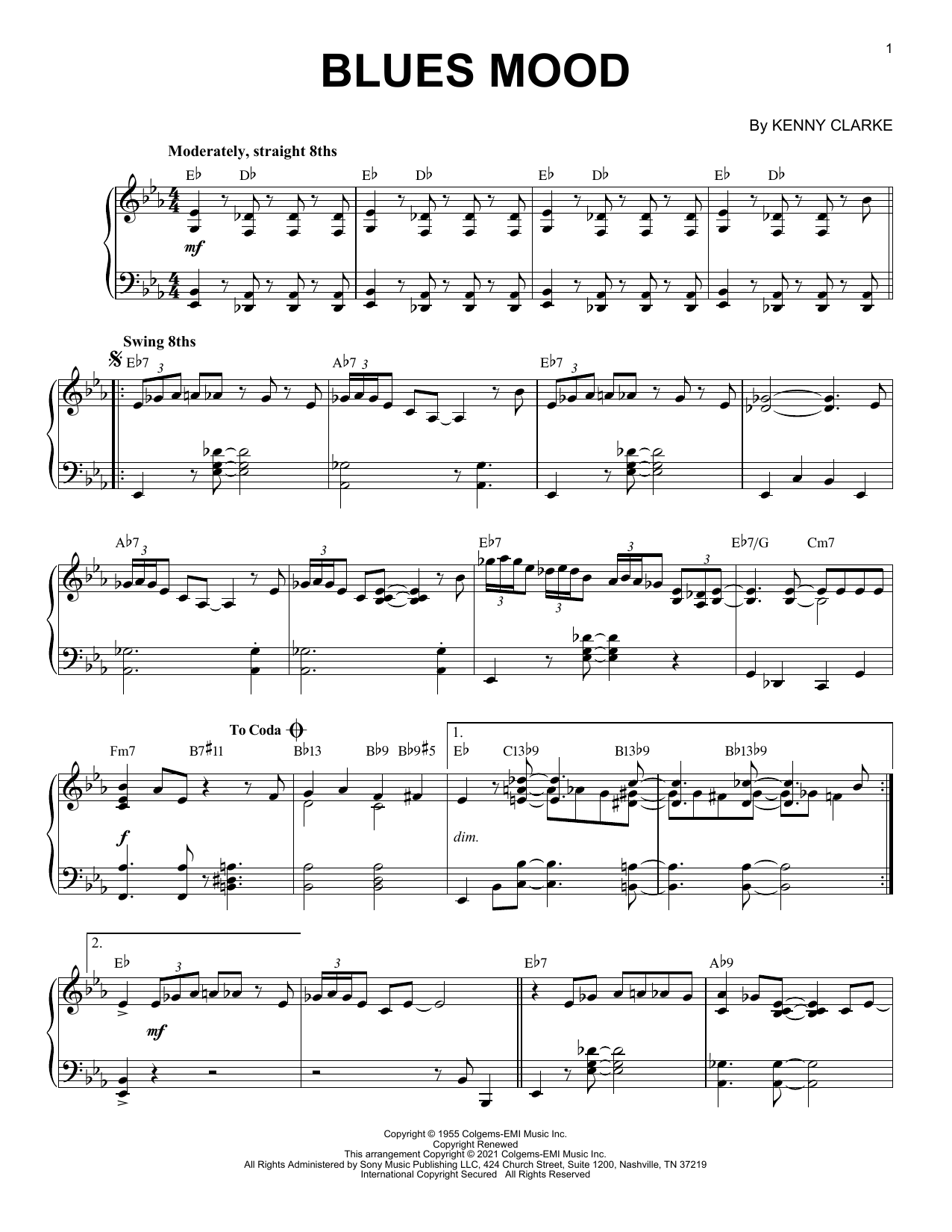 Product picture to: Blues Mood [Jazz version] (arr. Brent Edstrom)