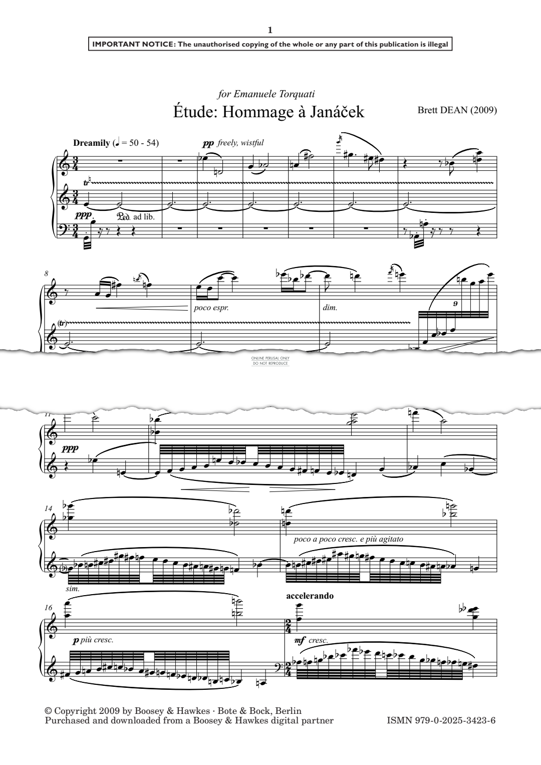 Produktgalerie: Seite 1 von 1 Étude: Hommage à Janácek, Brett Dean, Klavier