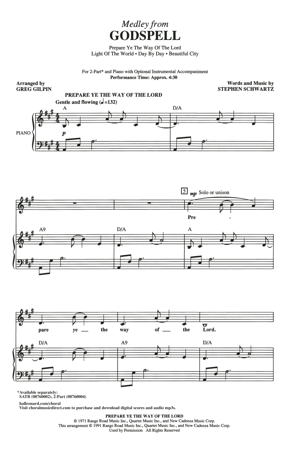 Product picture to: Godspell Medley (arr. Greg Gilpin)