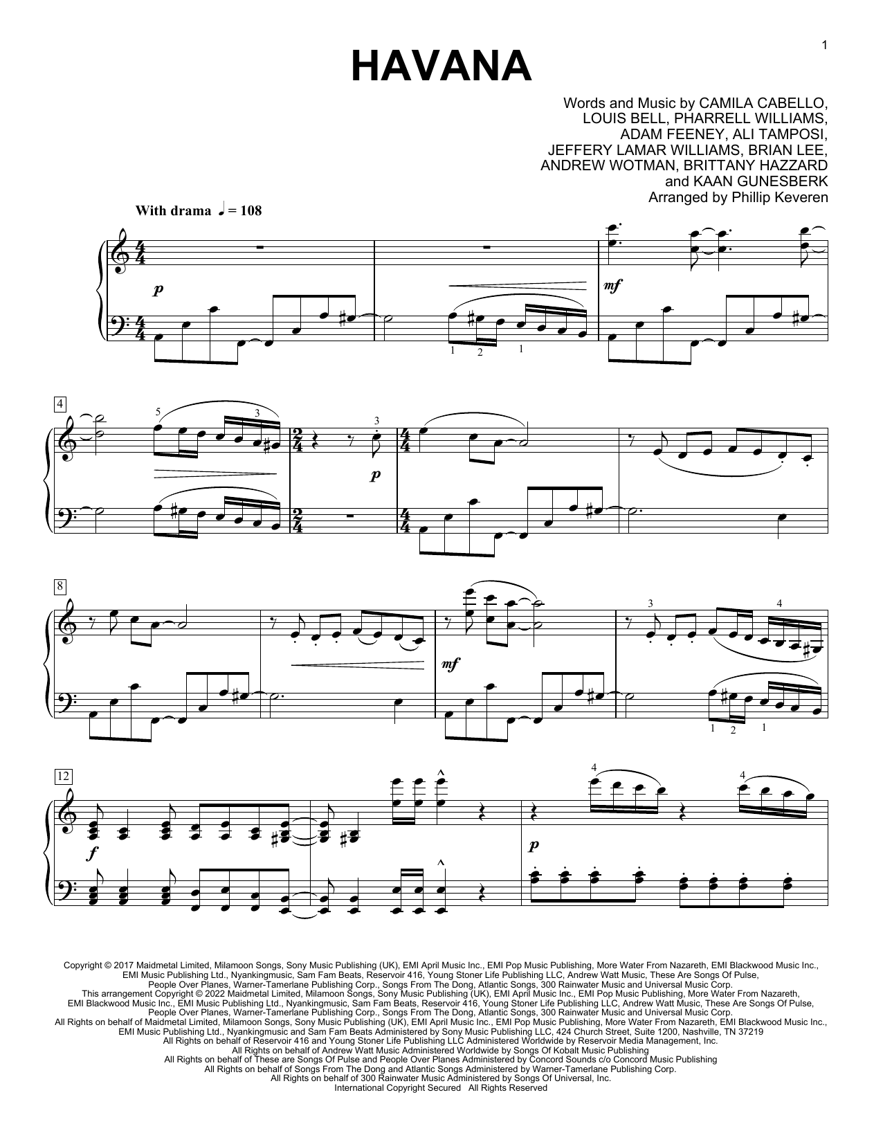 Product picture to: Havana (feat. Young Thug) (arr. Phillip Keveren)