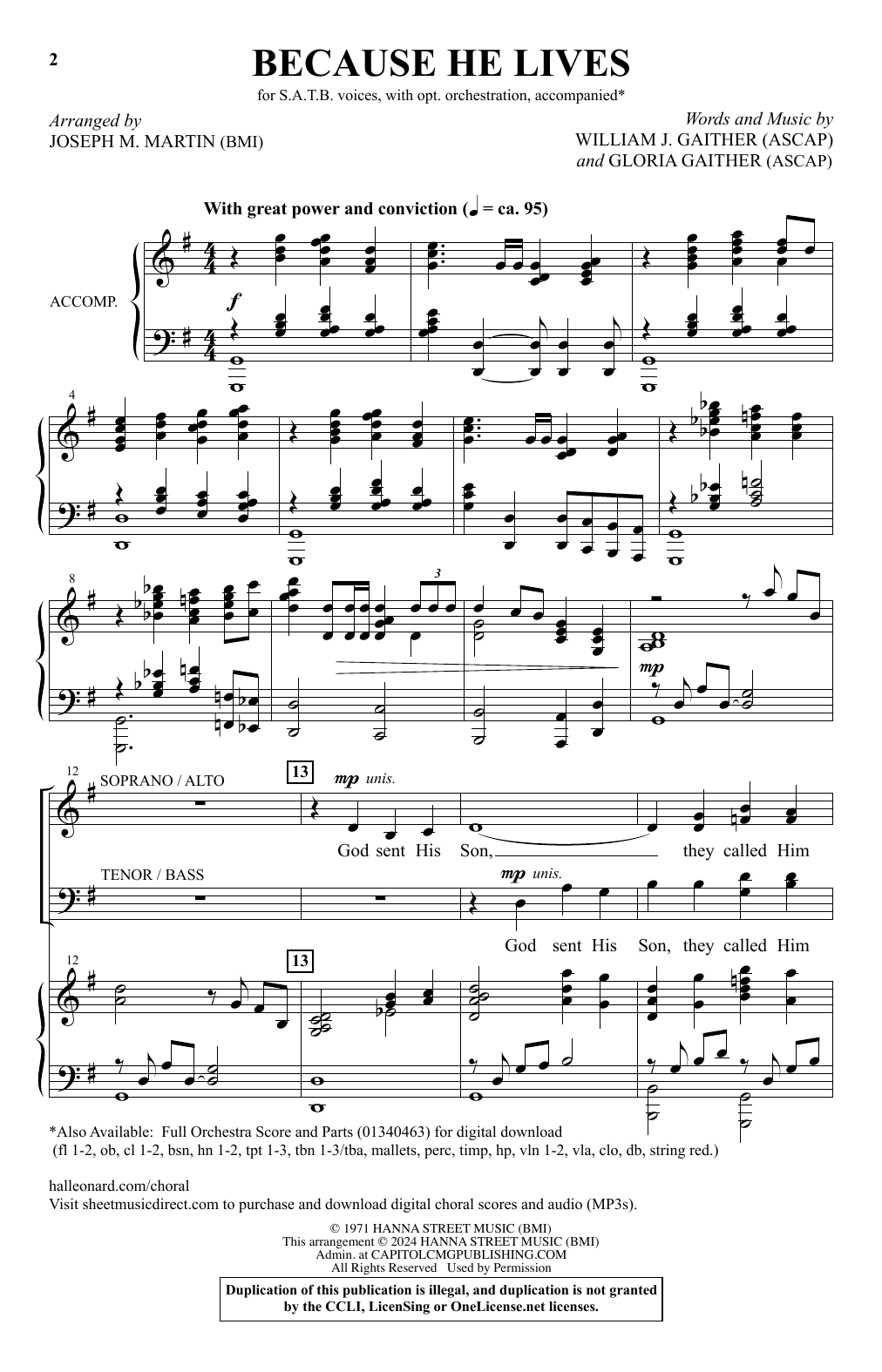 Produktbild zu: Because He Lives (arr. Joseph M. Martin)