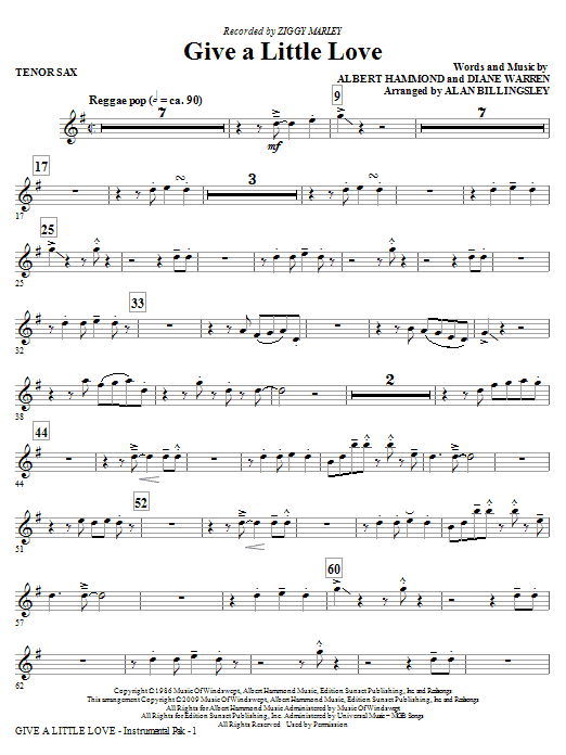 Product picture to: Give A Little Love (arr. Alan Billingsley) - Tenor Sax