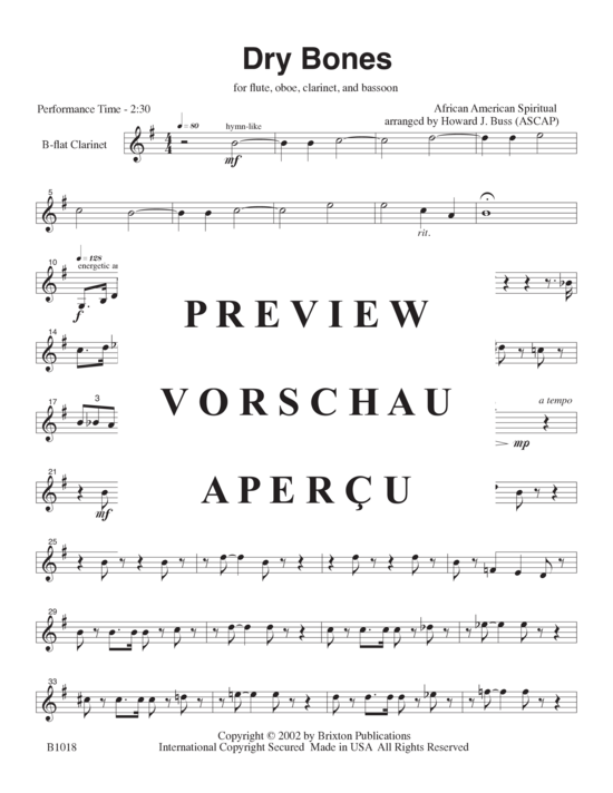 Produktgalerie: Seite 12 von 15 Dry Bones , , (Flöte, Klarinette, Oboe und Fagott)