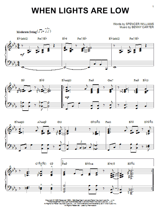 Product gallery: Page 1 of 1 When Lights Are Low (arr. Brent Edstrom), Benny Carter