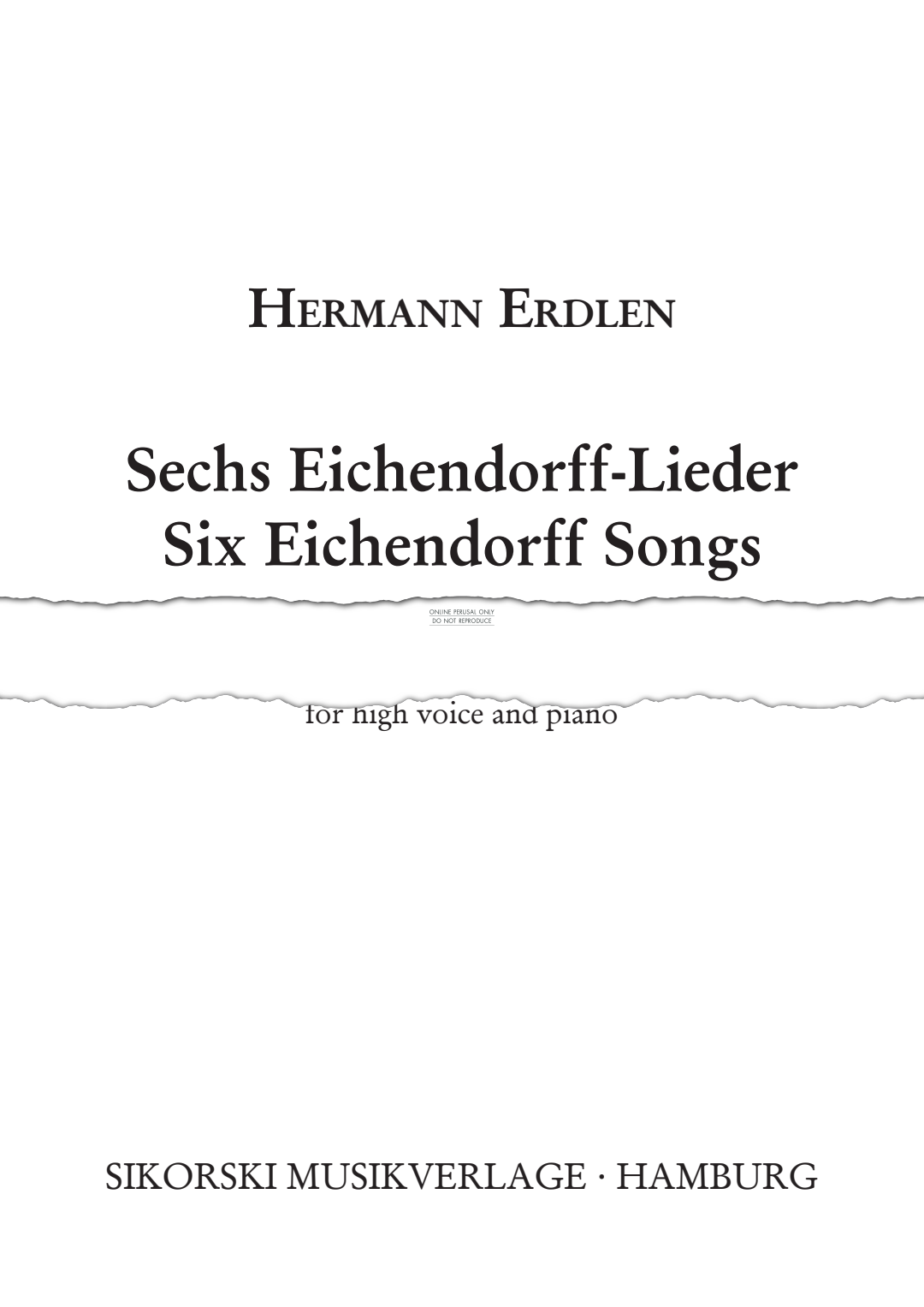 Product picture to: 6 Songs by Eichendorff