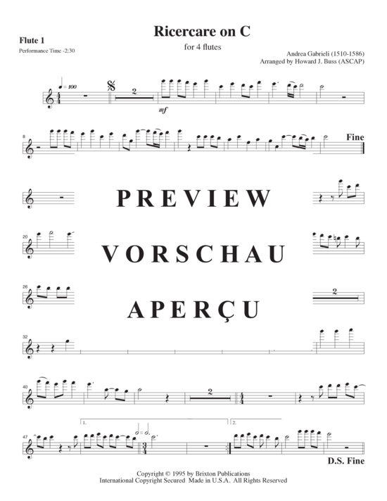 gallery: Ricercare on C , , (4 Flöten in C)