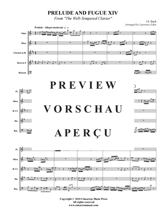 Produktgalerie: Seite 2 von 15 Prelude und Fugue XIV , , (Holzbläser-Quintett)