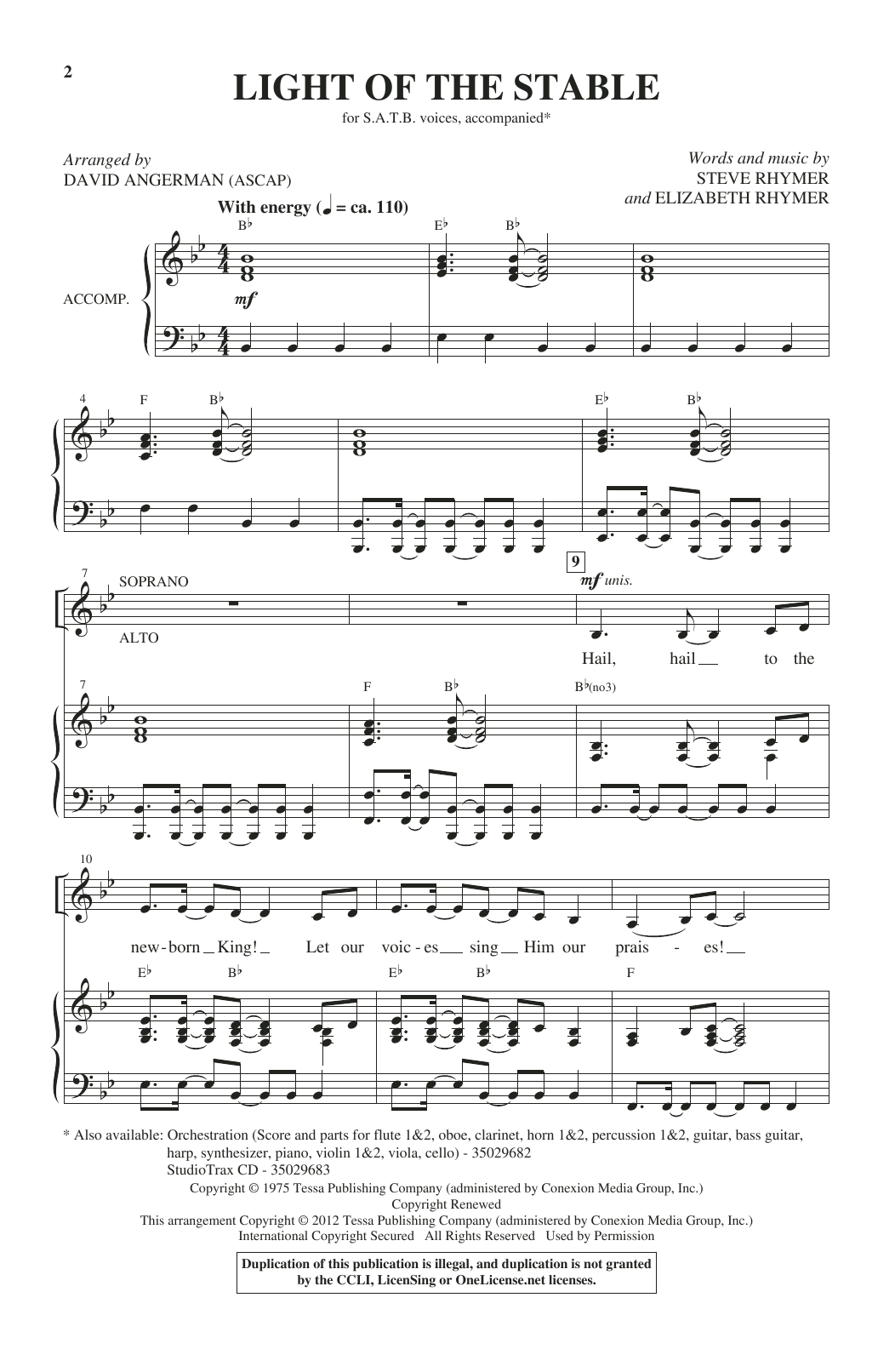 Produktbild zu: Light Of The Stable (from All Is Well) (arr. David Angerman)