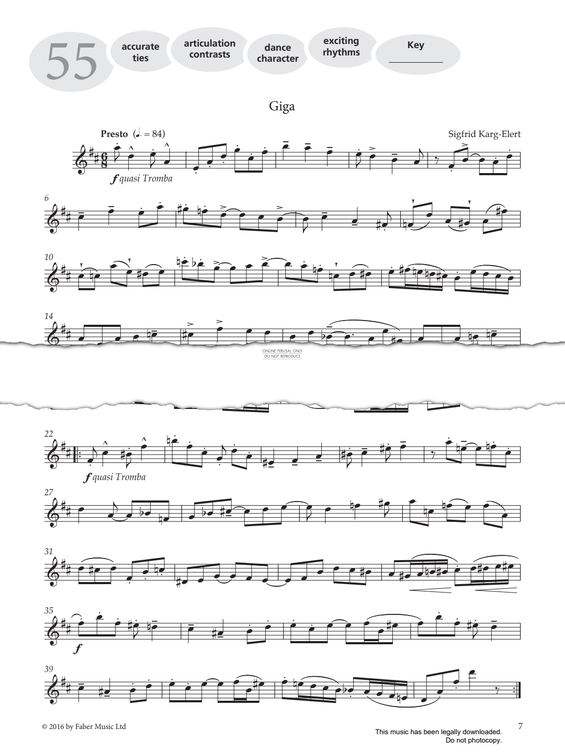 Product gallery: Page 1 of 1 Study No.55 'Giga' (from 'More Graded Studies For Saxophone Book Two'), Sigfrid Karg-Elert