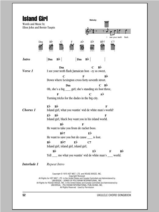 Product gallery: Page 1 of 1 Island Girl, Elton John