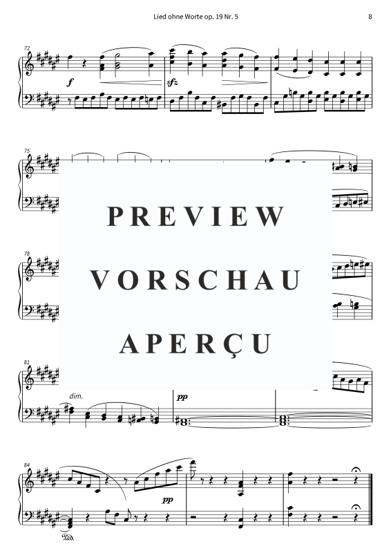 Produktgalerie: Seite 10 von 10 Lied ohne Worte op. 19 Nr. 5, , Klavier Solo