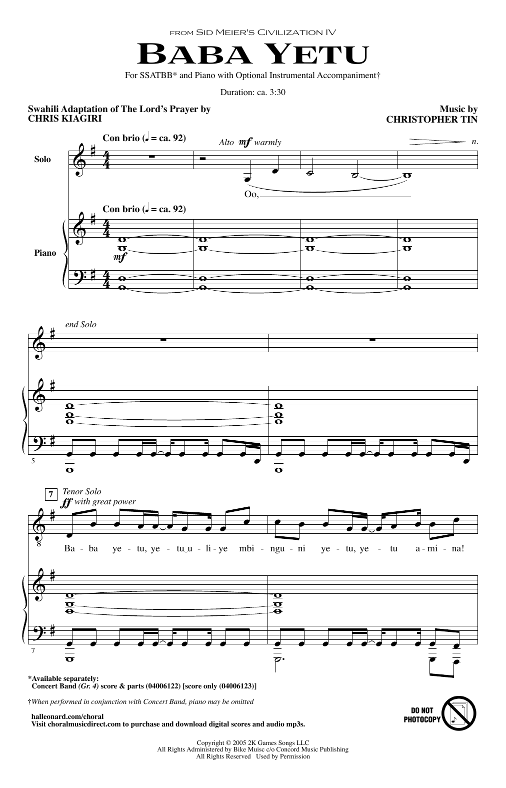 Product gallery: Page 1 of 1 Baba Yetu (from Civilization IV), Soweto Gospel Choir