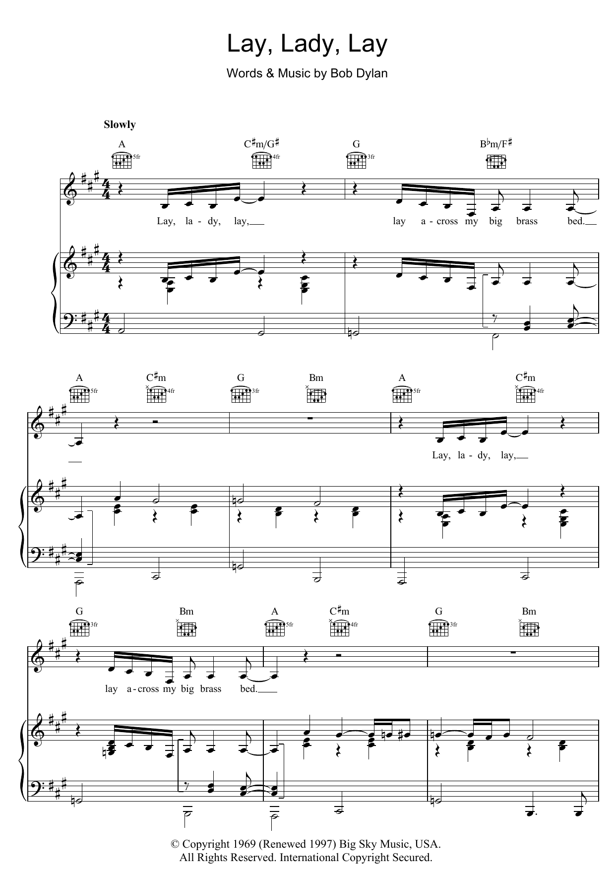 Produktgalerie: Seite 1 von 1 Lay Lady Lay, Bob Dylan, Gesang, Gitarre, Klavier