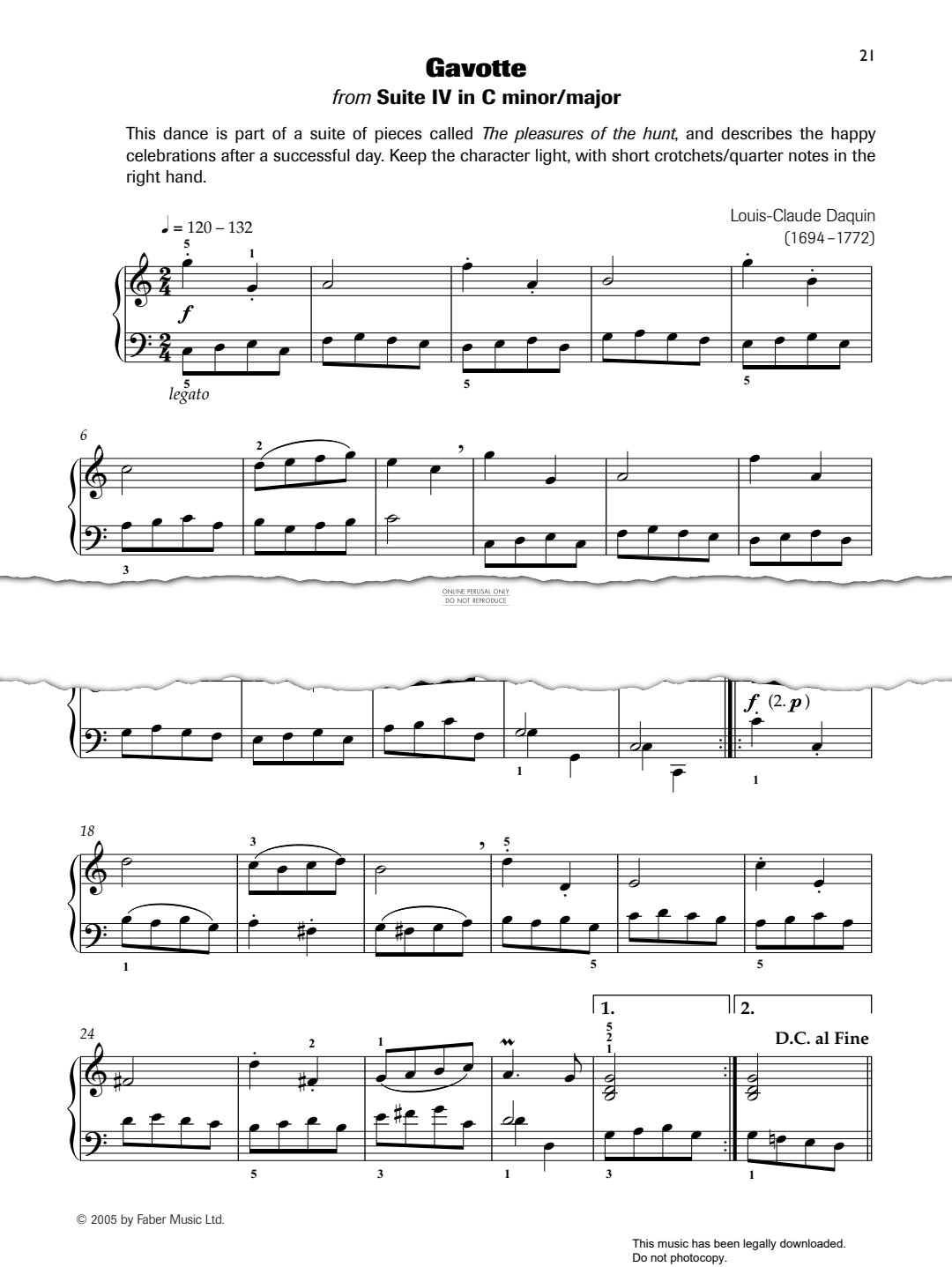 Produktgalerie: Seite 1 von 1 Gavotte (from Suite IV in C Minor/Major), Louis-Claude Daquin, Klavier