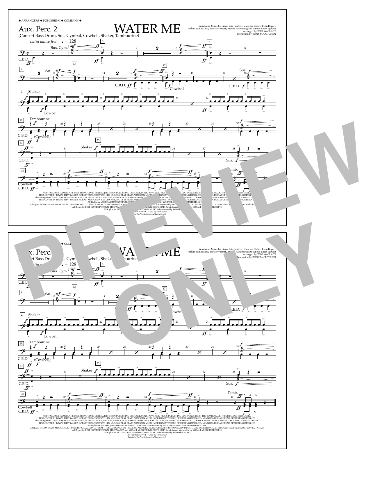 Product picture to: Water Me (arr. Tom Wallace) - Aux. Perc. 2