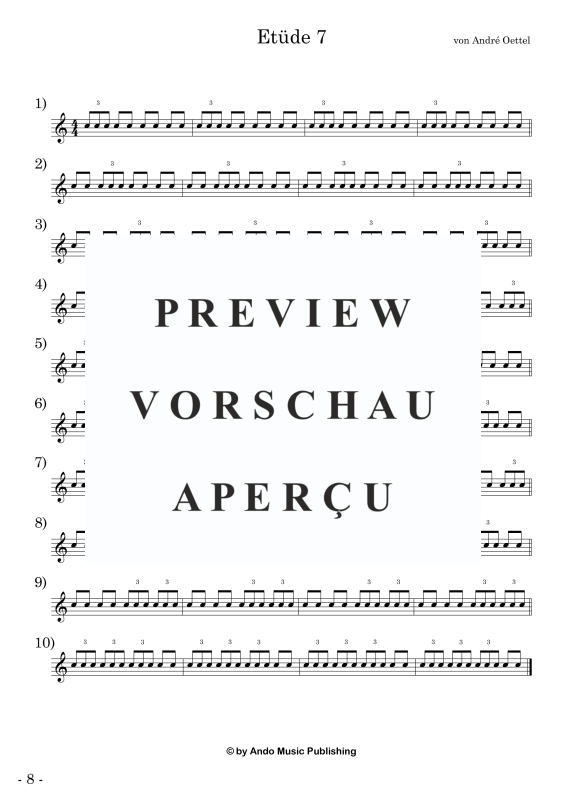 Produktgalerie: Seite 10 von 11 Etüden für Snare Drum im 4/4-Takt - Band 1, , Snare Drum Solo