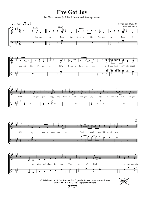 gallery: I´ve Got Joy, , Gemischter Chor SAM/Solo opt. und Klavier