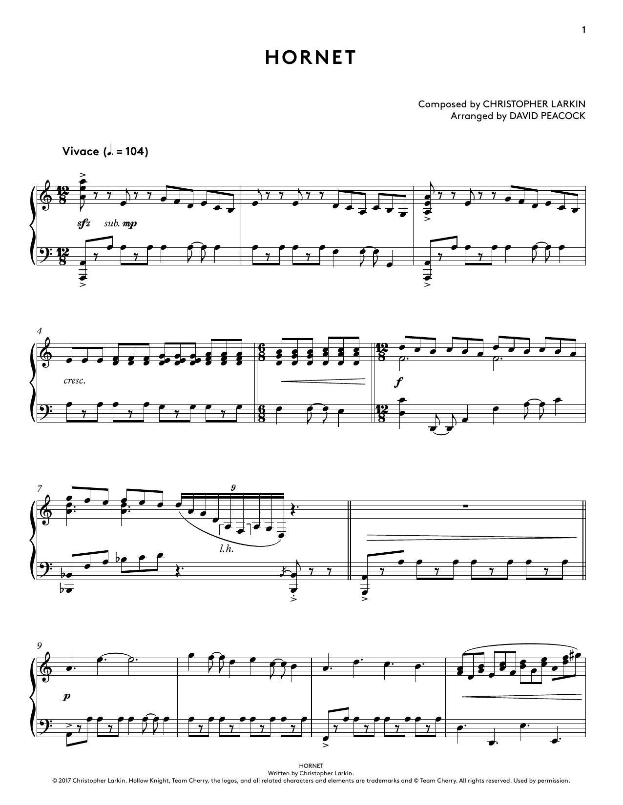 Product gallery: Page 1 of 1 Hornet (from Hollow Knight Piano Collections) (arr. David Peacock), Augustine Mayuga Gonzales