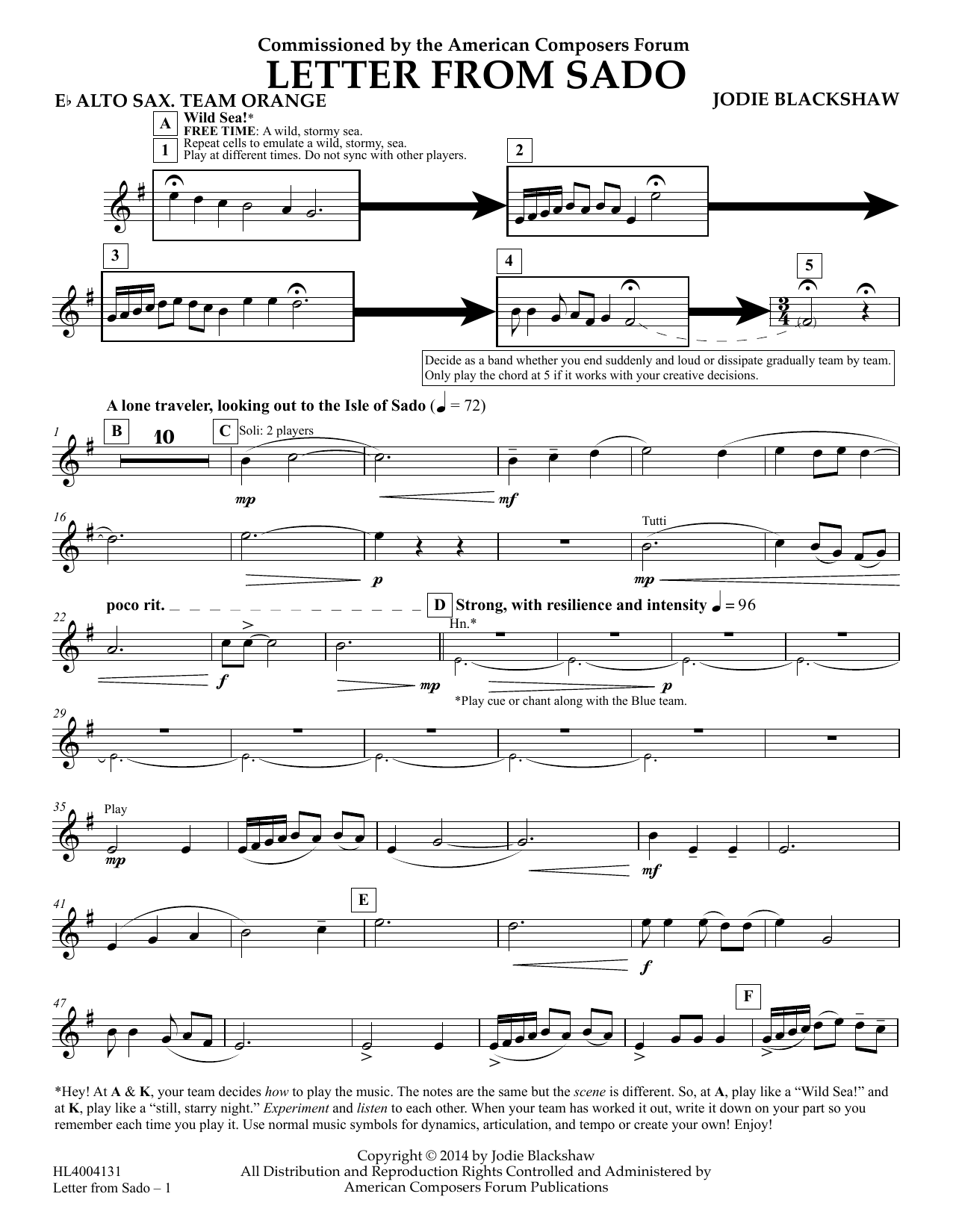 Product picture to: Letter from Sado - Eb Alto Saxophone Team Orange