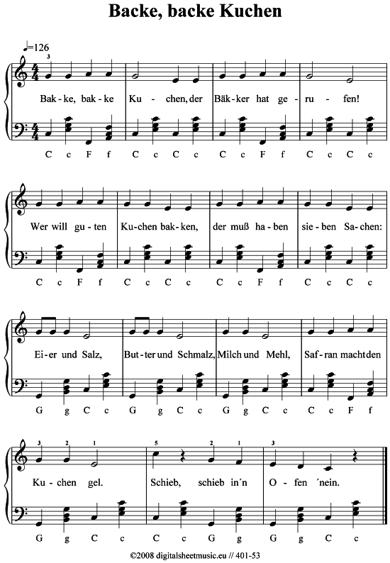 Product picture to: Backe, backe Kuchen Volksweise