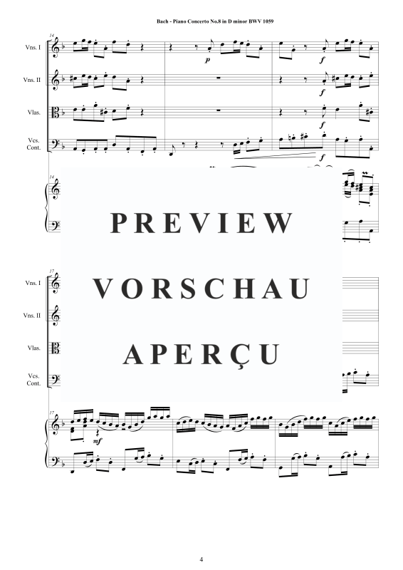 Produktgalerie: Seite 5 von 11 Klavierkonzert Nr. 8 D-Moll BWV 1059, , Klavier Solo und Streichorchester
