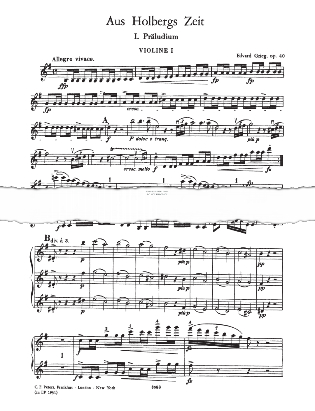 Produktbild zu: Holberg Suite, Op. 40 (Violin I)