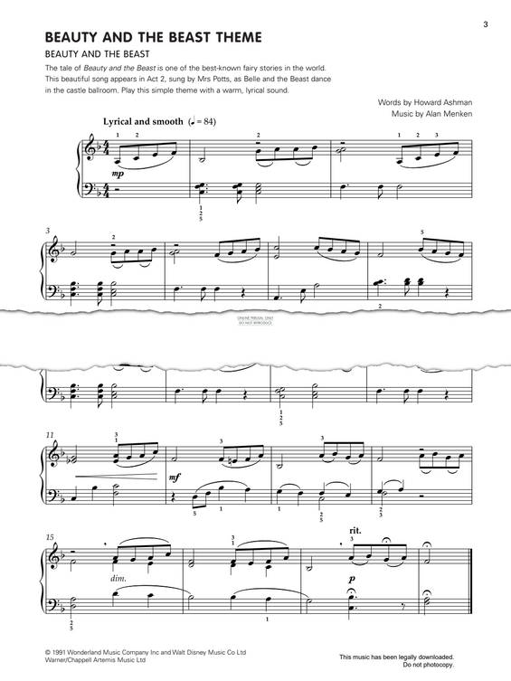 Produktgalerie: Seite 1 von 1 Beauty And The Beast, Alan Menken, Klavier